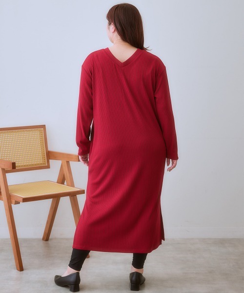 SMILE LAND（スマイルランド）の「＜大きいサイズ＞ワンピースにもなる前後２WAYロング丈カーディガン（カーディガン/ボレロ・レディース・ブラウン系/レッド/イエロー系/ブラック・4L/3L/L/5L/LL）」の21枚目の写真