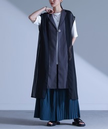 配色シアードッキングジレ