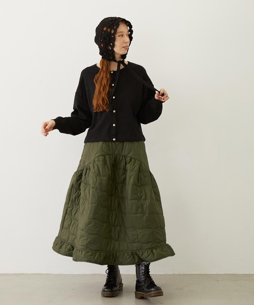 MILKFED.（ミルクフェド）の「FLOWER KNIT BONNET（ニットキャップ/ビーニー・レディース・アッシュ/ブラック/ベージュ・ONE SIZE）」の8枚目の写真