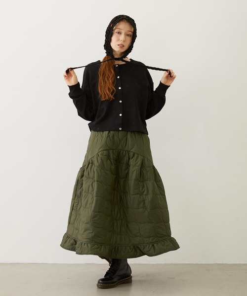 MILKFED.（ミルクフェド）の「FLOWER KNIT BONNET（ニットキャップ/ビーニー・レディース・アッシュ/ブラック/ベージュ・ONE SIZE）」の10枚目の写真