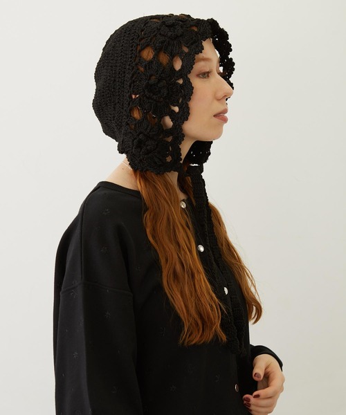 MILKFED.（ミルクフェド）の「FLOWER KNIT BONNET（ニットキャップ/ビーニー・レディース・アッシュ/ブラック/ベージュ・ONE SIZE）」の6枚目の写真