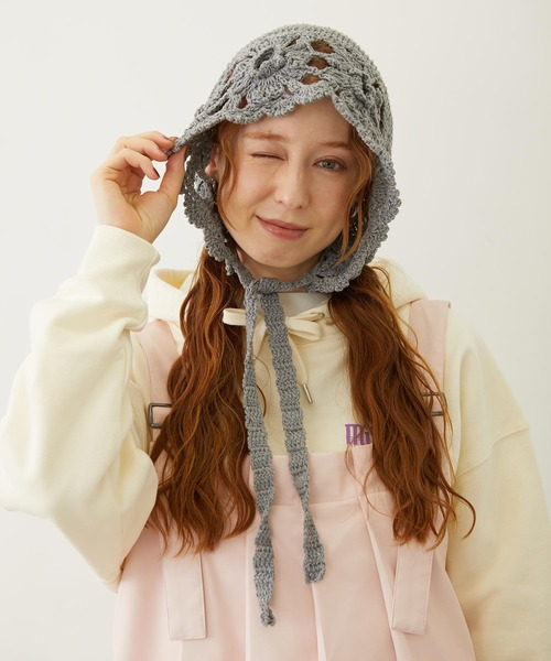 MILKFED.（ミルクフェド）の「FLOWER KNIT BONNET（ニットキャップ/ビーニー・レディース・アッシュ/ブラック/ベージュ・ONE SIZE）」の22枚目の写真