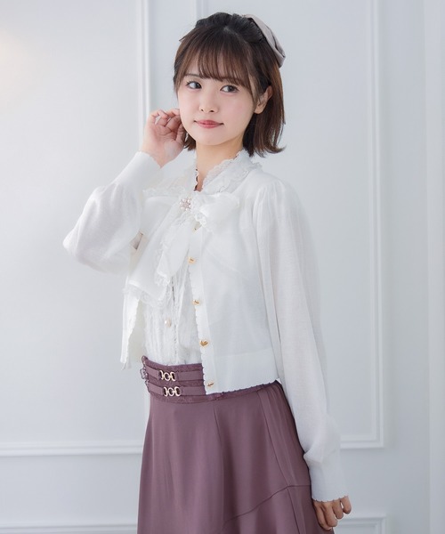 couture BY ROJITA(クチュールバイロジータ)の「ハート釦シアーニットカーデ(カーディガン/ボレロ・レディース・ピンク/ブラック/ホワイト・FREE)」の20枚目の写真