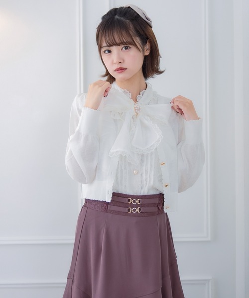 couture BY ROJITA(クチュールバイロジータ)の「ハート釦シアーニットカーデ(カーディガン/ボレロ・レディース・ピンク/ブラック/ホワイト・FREE)」の21枚目の写真