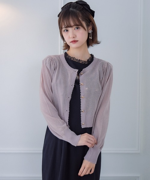 couture BY ROJITA(クチュールバイロジータ)の「ハート釦シアーニットカーデ(カーディガン/ボレロ・レディース・ピンク/ブラック/ホワイト・FREE)」の13枚目の写真