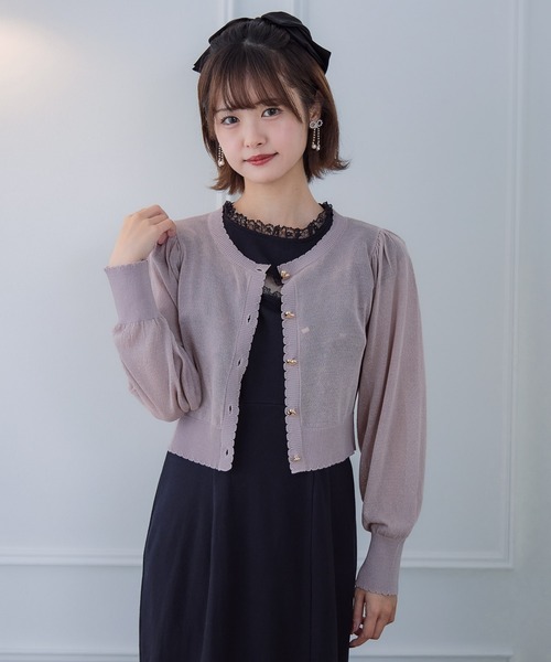 カーディガン ハート釦シアーニットカーデ レディース ハート釦シアーニットカーデ（カーディガン/ボレロ）｜couture