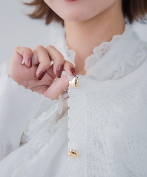 couture BY ROJITA(クチュールバイロジータ)の「ハート釦シアーニットカーデ(カーディガン/ボレロ・レディース・ピンク/ブラック/ホワイト・FREE)」の16枚目の写真
