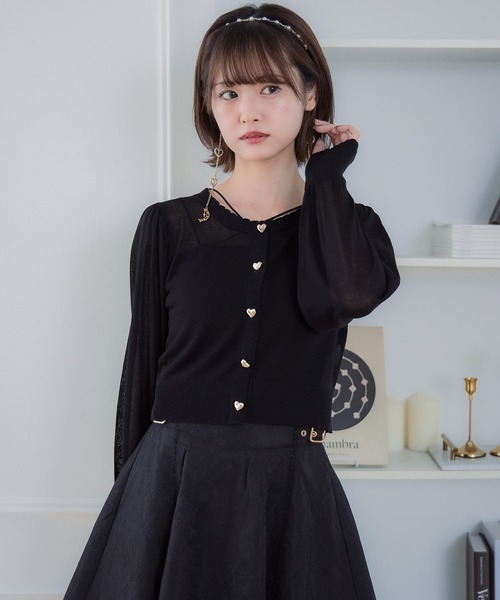 couture BY ROJITA(クチュールバイロジータ)の「ハート釦シアーニットカーデ(カーディガン/ボレロ・レディース・ピンク/ブラック/ホワイト・FREE)」の18枚目の写真