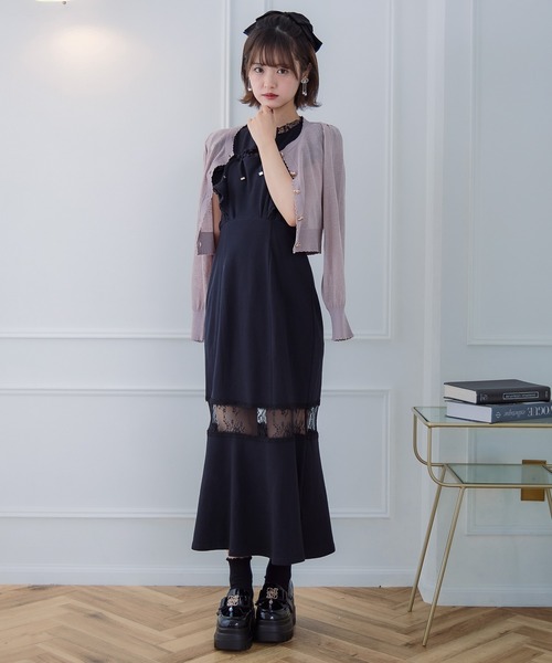 couture BY ROJITA(クチュールバイロジータ)の「ハート釦シアーニットカーデ(カーディガン/ボレロ・レディース・ピンク/ブラック/ホワイト・FREE)」の9枚目の写真