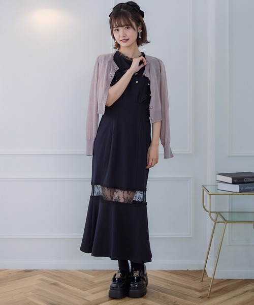 couture BY ROJITA(クチュールバイロジータ)の「ハート釦シアーニットカーデ(カーディガン/ボレロ・レディース・ピンク/ブラック/ホワイト・FREE)」の11枚目の写真