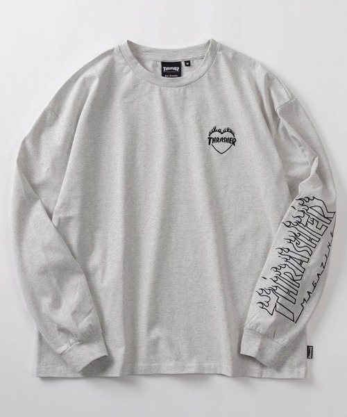THRASHER(スラッシャー)の「【70】【THRASHER/スラッシャー】 ファイヤー ハートロゴ バックプリント ロングスリーブTシャツ(Tシャツ/カットソー・レディース・ホワイト/ブラック/アッシュグレー/ブラウン・L/M)」の5枚目の写真