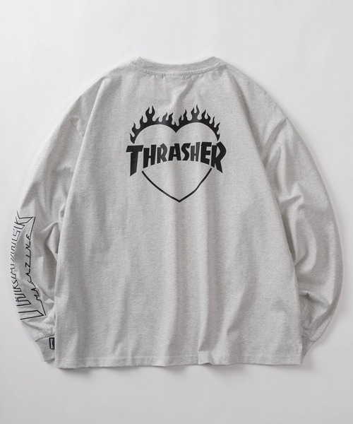 THRASHER(スラッシャー)の「【70】【THRASHER/スラッシャー】 ファイヤー ハートロゴ バックプリント ロングスリーブTシャツ(Tシャツ/カットソー・レディース・ホワイト/ブラック/アッシュグレー/ブラウン・L/M)」の6枚目の写真
