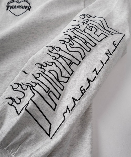 THRASHER(スラッシャー)の「【70】【THRASHER/スラッシャー】 ファイヤー ハートロゴ バックプリント ロングスリーブTシャツ(Tシャツ/カットソー・レディース・ホワイト/ブラック/アッシュグレー/ブラウン・L/M)」の8枚目の写真
