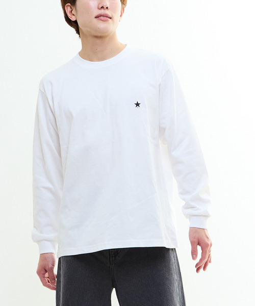 CONVERSE TOKYO（コンバーストウキョウ）の「【S～XLサイズ】STAR★ ONE POINT LONG SLEEVE TEE（Tシャツ/カットソー・レディース・ブラック/ホワイト/ピンク/スミクロ・SMALL/MEDIUM/LARGE/X-LARGE）」の5枚目の写真