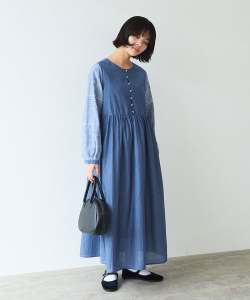 bulle de savon（ビュルデサボン）の「noble flower ジャガード ワンピース（ワンピース・レディース・ブルーグレー/アイボリー・FREE）」の7枚目の写真