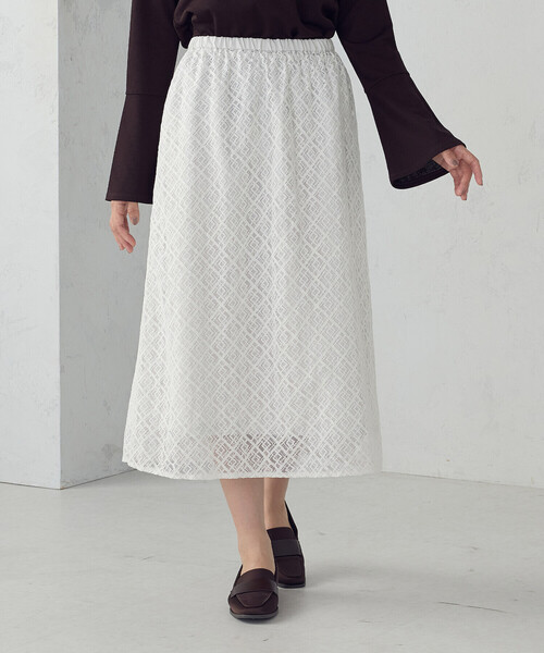 COMME CA ISM(コムサイズム)の「2WAY Iラインレーススカート(スカート・レディース・チャコール/アイボリー・LARGE/MEDIUM)」の16枚目の写真