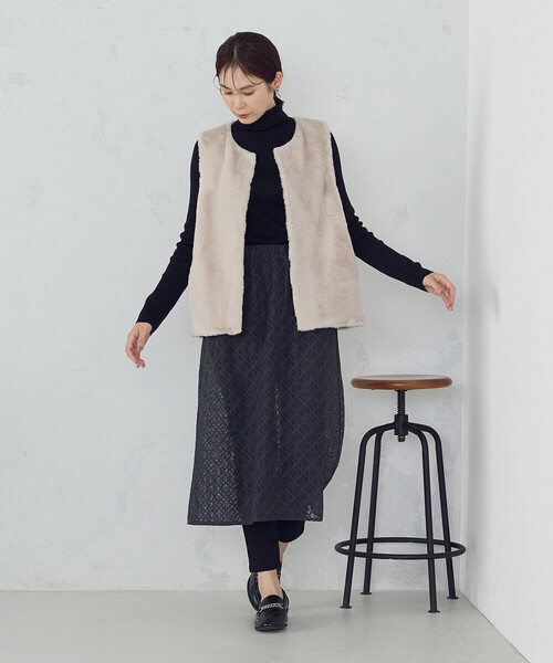 COMME CA ISM(コムサイズム)の「2WAY Iラインレーススカート(スカート・レディース・チャコール/アイボリー・LARGE/MEDIUM)」の19枚目の写真
