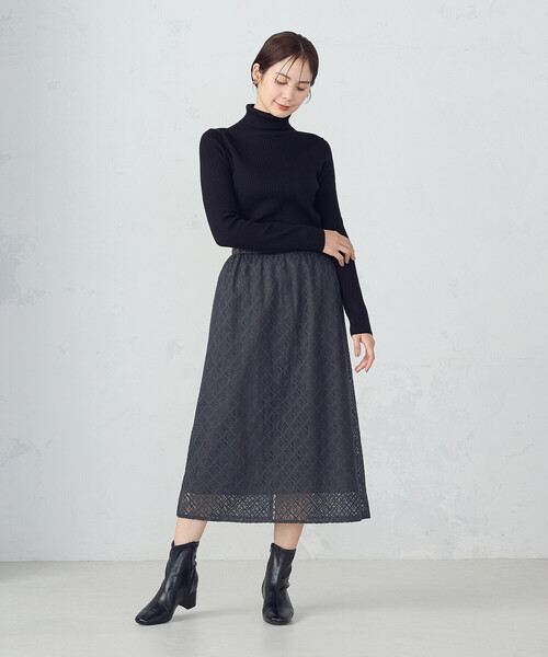 COMME CA ISM(コムサイズム)の「2WAY Iラインレーススカート(スカート・レディース・チャコール/アイボリー・LARGE/MEDIUM)」の21枚目の写真