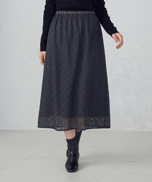 COMME CA ISM(コムサイズム)の「2WAY Iラインレーススカート(スカート・レディース・チャコール/アイボリー・LARGE/MEDIUM)」の12枚目の写真