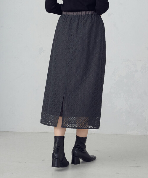 COMME CA ISM(コムサイズム)の「2WAY Iラインレーススカート(スカート・レディース・チャコール/アイボリー・LARGE/MEDIUM)」の18枚目の写真