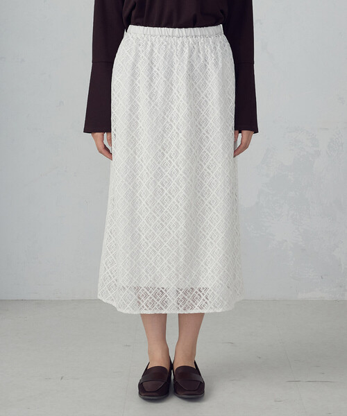 COMME CA ISM(コムサイズム)の「2WAY Iラインレーススカート(スカート・レディース・チャコール/アイボリー・LARGE/MEDIUM)」の10枚目の写真