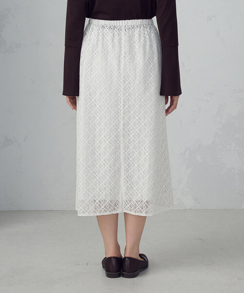 COMME CA ISM(コムサイズム)の「2WAY Iラインレーススカート(スカート・レディース・チャコール/アイボリー・LARGE/MEDIUM)」の7枚目の写真
