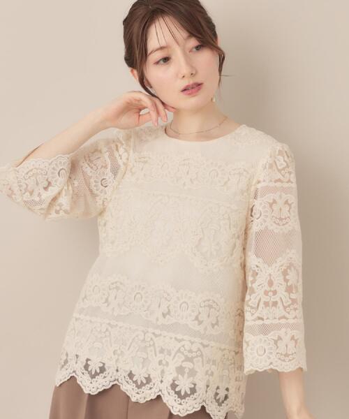 couture brooch（クチュールブローチ）の「【一枚で着映える・高見え】刺繍レースフレアー袖ブラウス（シャツ/ブラウス・レディース・アイボリー/ブラック・36/38/42）」の9枚目の写真