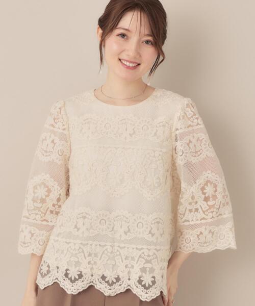 couture brooch（クチュールブローチ）の「【一枚で着映える・高見え】刺繍レースフレアー袖ブラウス（シャツ/ブラウス・レディース・アイボリー/ブラック・36/38/42）」の10枚目の写真