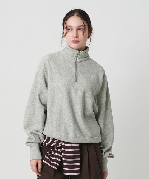 STONE  グレー ハーフジップ スウェット Champion Powerblend Half Zip Sweat/チャンピオン パワー