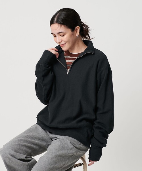 美品✨ フィーニー ユナイテッドアローズ別注 スウェットプルオーバー モーヴ系 別注】<Champion>ハーフジッププルオーバー(スウェット