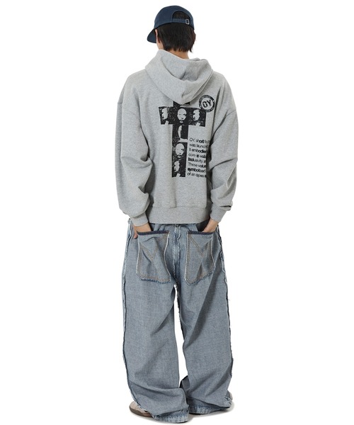 OY(オーワイ)の「『OY/オーワイ』CROSS FACES HOODIE ZIP UP/クロスフェイスジップアップパーカー(パーカー・レディース・グレー/ブラック・L/M)」の12枚目の写真
