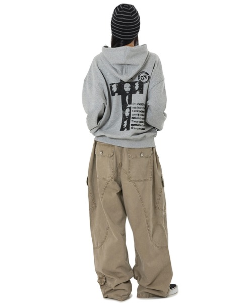 OY(オーワイ)の「『OY/オーワイ』CROSS FACES HOODIE ZIP UP/クロスフェイスジップアップパーカー(パーカー・レディース・グレー/ブラック・L/M)」の14枚目の写真