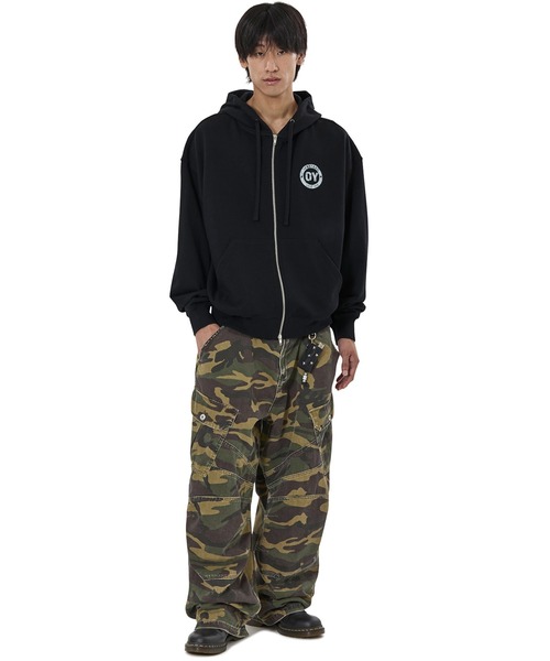 OY(オーワイ)の「『OY/オーワイ』CROSS FACES HOODIE ZIP UP/クロスフェイスジップアップパーカー(パーカー・レディース・グレー/ブラック・L/M)」の6枚目の写真