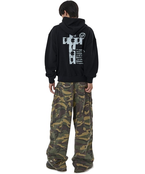 OY(オーワイ)の「『OY/オーワイ』CROSS FACES HOODIE ZIP UP/クロスフェイスジップアップパーカー(パーカー・レディース・グレー/ブラック・L/M)」の7枚目の写真