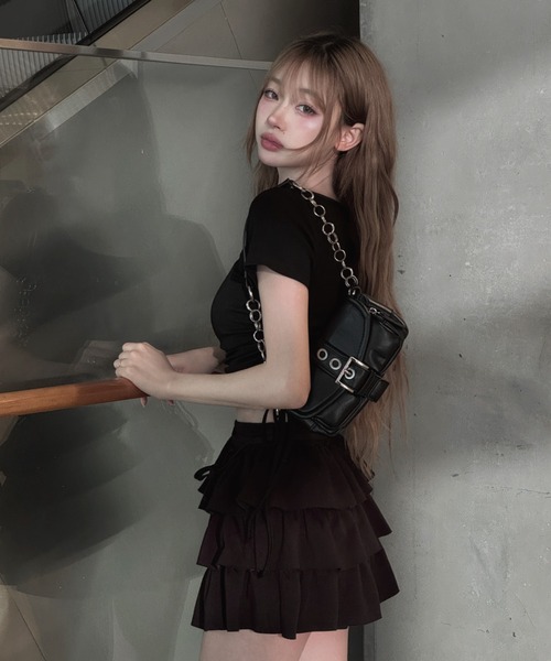 Lae(レイ)の「レースアップティアードスカート(スカート・レディース・グレー/ブラック・SMALL/MEDIUM)」の6枚目の写真