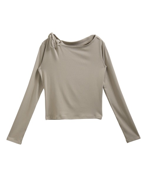 nouvellemoi(ヌーベルモイ)の「肩リボンワンショルドレープカットソー(Tシャツ/カットソー・レディース・ブラック/グレイッシュベージュ/ホワイト/チャコールグレー・L/M/S)」の15枚目の写真