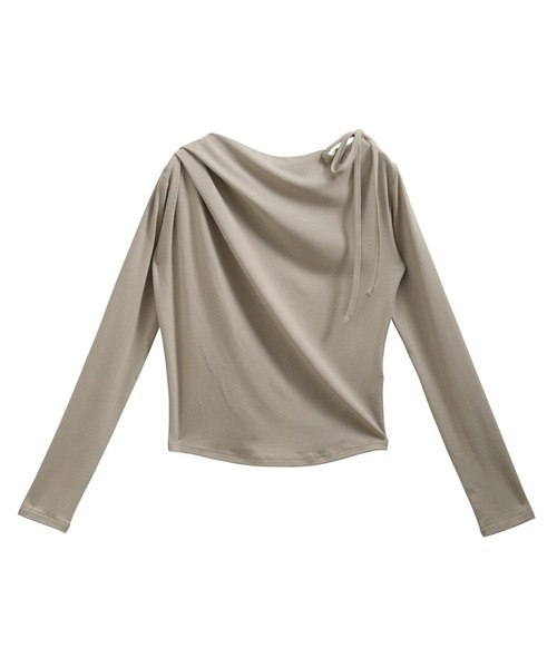 nouvellemoi(ヌーベルモイ)の「肩リボンワンショルドレープカットソー(Tシャツ/カットソー・レディース・ブラック/グレイッシュベージュ/ホワイト/チャコールグレー・L/M/S)」の16枚目の写真