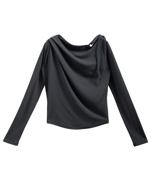 nouvellemoi(ヌーベルモイ)の「肩リボンワンショルドレープカットソー(Tシャツ/カットソー・レディース・ブラック/グレイッシュベージュ/ホワイト/チャコールグレー・L/M/S)」の17枚目の写真