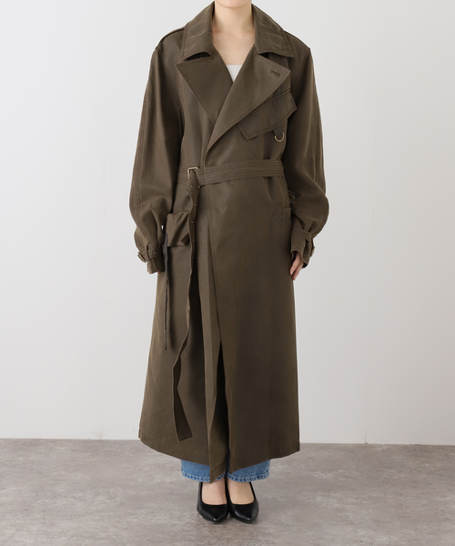 OPEN Yy(オープンワイワイ)の「【Geek Office / ギークオフィス】OPEN YY Woven MOTORCYCLE MAXI TRENCH COA(トレンチコート・レディース・ブラウン/チャコールグレー・SMALL)」の11枚目の写真