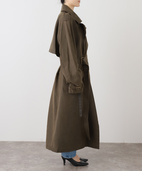 OPEN Yy(オープンワイワイ)の「【Geek Office / ギークオフィス】OPEN YY Woven MOTORCYCLE MAXI TRENCH COA(トレンチコート・レディース・ブラウン/チャコールグレー・SMALL)」の13枚目の写真