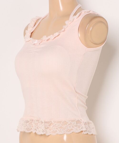 Lace Ladies(レースレディース)の「ペプラム フリル カップ付き コンパクト タンクトップ(タンクトップ・レディース・パープル/ピンク/ブラック/ホワイト・FREE)」の5枚目の写真