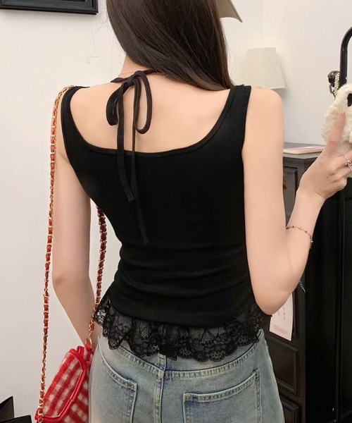 Lace Ladies(レースレディース)の「ペプラム フリル カップ付き コンパクト タンクトップ(タンクトップ・レディース・パープル/ピンク/ブラック/ホワイト・FREE)」の7枚目の写真