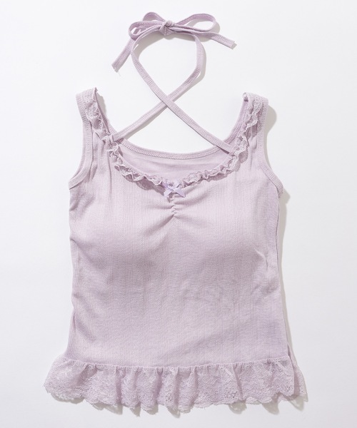 Lace Ladies(レースレディース)の「ペプラム フリル カップ付き コンパクト タンクトップ(タンクトップ・レディース・パープル/ピンク/ブラック/ホワイト・FREE)」の13枚目の写真
