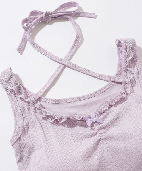 Lace Ladies(レースレディース)の「ペプラム フリル カップ付き コンパクト タンクトップ(タンクトップ・レディース・パープル/ピンク/ブラック/ホワイト・FREE)」の14枚目の写真
