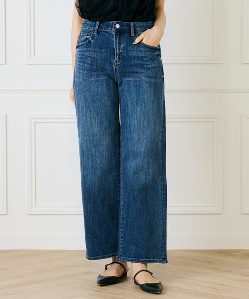 INED（イネド）の「デニムワイドパンツ（デニムパンツ・レディース・インディゴブルー/サックスブルー・7号/9号/11号）」の2枚目の写真