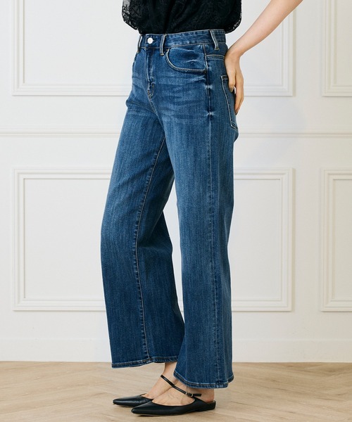 INED（イネド）の「デニムワイドパンツ（デニムパンツ・レディース・インディゴブルー/サックスブルー・7号/9号/11号）」の5枚目の写真