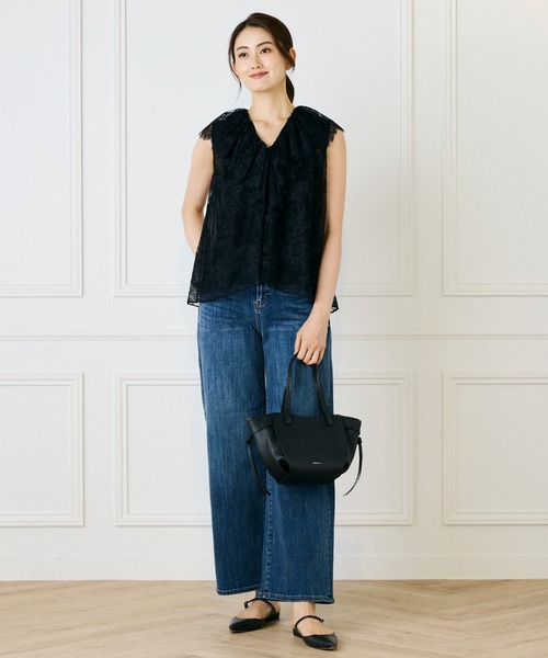 INED（イネド）の「デニムワイドパンツ（デニムパンツ・レディース・インディゴブルー/サックスブルー・7号/9号/11号）」の3枚目の写真