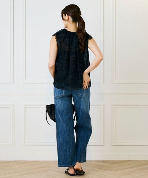 INED（イネド）の「デニムワイドパンツ（デニムパンツ・レディース・インディゴブルー/サックスブルー・7号/9号/11号）」の4枚目の写真