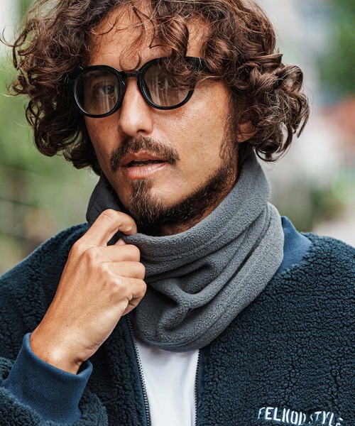 mko13111-Barcode Embroidery Neck Warmer ネックウォーマー