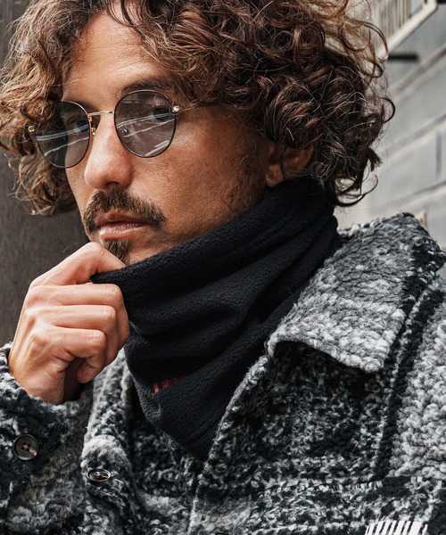 mko13111-Barcode Embroidery Neck Warmer ネックウォーマー